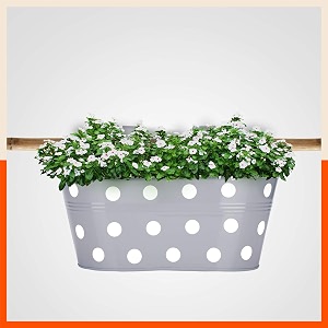 bathla patio ara hanging metal pot holdersplanters for balconygarden corrosion resistant with detachable double hooks  ash standard php-op-311514ah