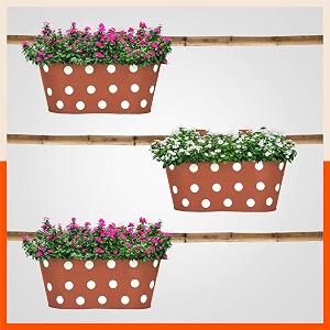 bathla patio ara hanging metal pot holdersplanters for homebalconygarden corrosion resistant with detachable double hooks  terra - set of 3