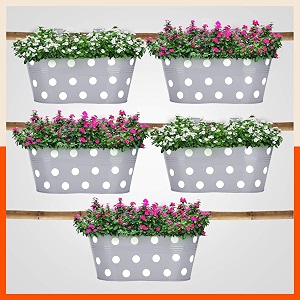 bathla patio ara hanging metal pot holdersplanters for homebalconygarden corrosion resistant with detachable double hooks  ash - set of 5