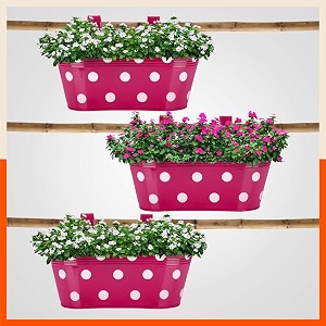 bathla patio ara hanging metal pot holdersplanters for homebalconygarden  corrosion resistant with detachable double hooks  set of 3 - pink