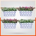 Bathla Patio ARA Hanging Metal Pot Holders/Planters for Home/Balcony/Garden |Corrosion Resistant with Detachable Double Hooks | Baby Blue - Set of 4
