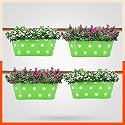Bathla Patio ARA Hanging Metal Pot Holders/Planters for Home/Balcony/Garden | Corrosion Resistant with Detachable Double Hooks | Set of 4 - Green