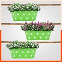 Bathla Patio ARA Hanging Metal Pot Holders/Planters for Home/Balcony/Garden | Corrosion Resistant with Detachable Double Hooks | Set of 3 - Green