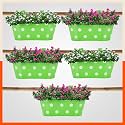 Bathla Patio ARA Hanging Metal Pot Holders/Planters for Home/Balcony/Garden | Corrosion Resistant with Detachable Double Hooks | Set of 5 - Green
