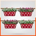 Bathla Patio ARA Hanging Metal Pot Holders/Planters for Home/Balcony/Garden | Corrosion Resistant with Detachable Double Hooks | Set of 4 - Red