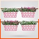 Bathla Patio ARA Hanging Metal Pot Holders/Planters for Balcony/Garden |Corrosion Resistant with Detachable Double Hooks | Blush -Set of 4, Standard (PHP-OP-311514BH-S4)