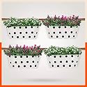 Bathla Patio ARA Hanging Metal Pot Holders/Planters for Home/Balcony/Garden |Corrosion Resistant with Detachable Double Hooks | White -Set of 4