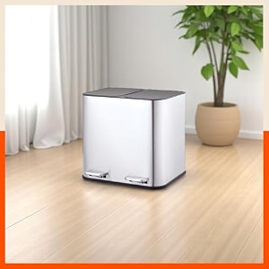 bathla stainless steel dustbin with lid amp detachable bin - 55l pedal bin  trash can  garbage dustbin for home kitchen