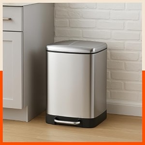 bathla stainless steel dustbin with lid amp detachable bin - 1212l pedal bin  trash can  garbage dustbin for home kitchen