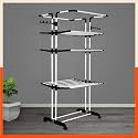 Bathla 4 Level Modular Cloth Drying Stand with Wheels - Rustproof Portable Steel Laundry Rack (Black - Extra Large) - Clothes Dryer for Balcony, Indoor &amp; Outdoor Use