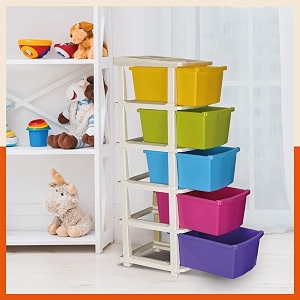 bathla stomo 5 xl drawers multi-purpose modular storage for home kitchen amp office  easy to move with trolley wheels  chest of drawers  multicolour plastic