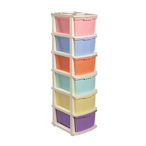 bathla stomo 6 xl drawers multi-purpose modular storage for home kitchen amp office  easy to move with trolley wheels  chest of drawers  multicolour - pastel plastic