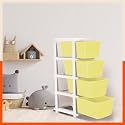 Bathla STOMO 4 XL Drawers Multi-purpose Modular Storage for Home, Kitchen &amp; Office | Easy to Move with Trolley Wheels | Chest of Drawers | Lemon (Plastic)