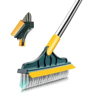 jall 2 pack bathroom floor cleaning brush with 120 rotating head v-shaped pvc bristles stainless steel handle white ideal for tile grout porcelain floor