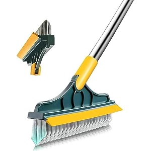 bathroom cleaning brush with wiper tiles cleaning brush floor scrub bathroom brush with long handle 120 rotate 2 in 1 bathroom floor cleaning brush home kitchen pack of 3