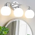 Chrome Vanity Light Bathroom Light Fixtures 3 Light Silver