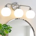 Bathroom Light Fixtures Brushed Nickel Vanity Light 3 Light Silver