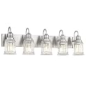Bathroom Light Fixtures, HWH 5-Light Vanity Light, Modern Brushed Nickel Wall Lighting Over Mirror, Bell-Shaped Striped Glass, 5HZG106B-5W BN
