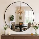 24 Inch Round Bathroom Mirror for Wall, Matte Gold Metal Framed