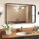 40x30 Inch Rectangle Bathroom Mirror for Wall, Matte Black Metal Framed, Bathroom Vanity Mirrors for Restroom Farmhouse, Anti-Rust, Tempered Glass, Horizontally or Vertically Hanging