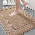 Bathroom Rugs 24"x17", Ultra Soft Plush Fluffy Microfiber Absorbent Bath Mat, Non-Slip Backing, Machine Washable Bath Mats for Bathroom Floor, Tub and Shower, Home Decor Accessories, Brown