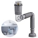 Bathroom Sink Drain Pipe Kit, 3-in-1 Plumbing, 1-1/4" & 1-1/2" Drain Hole, Anti-Odour, Anti-Backflow, Water Leak Proof Space Saving Design for Bathrooms, Kitchen