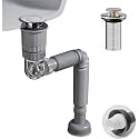 Bathroom Sink Drain Pipe Kit, 3-in-1 Plumbing, 1-1/4" & 1-1/2" Drain Hole, Anti-Odour, Anti-Backflow, Water Leak Proof Space Saving Design for Bathrooms, Kitchen