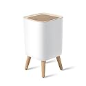 Bathroom Trash Can with Lid,2.6 Gallon Modern Office, Near Desk Bedroom Garbage Can Waste Basket with Push Top,Nordic Small Trash Bin for Living Room, Toilet, Nursery,Dog Proof, White