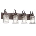 Bathroom Vanity Light - HWH 4-Light Vanity Lights for Bathroom Wall Mounted Light Fixtures Over Mirror, Oil Rubbed Bronze Vanity Light with Bell-Shaped Clear Glass, 5HZG106B-4W ORB