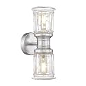 Bathroom Wall Sconces, HWH Brushed Nickel Wall Lighting for Bedroom, 2-Light Bathroom Light Fixtures with Bell-Shaped Clear Glass, Brushed Nickel Finish, 5HZG106B-2W BN