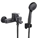 Bathtub Faucet with Sprayer, Tub Spout with Diverter Bathroom Wall Mount Tub Filler Faucet with 3 Modes Handheld Shower, Anti-Rust Stainless Steel Material with Solid Brass Valve Matte Black