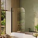 Garvee Bathtub Shower Panel 32" x 55", Frameless Tempered Glass Door with 1/4" Thickness, Modern Tub Enclosure in Matte Black Finish