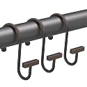 Bathway Shower Curtain Hooks, Shower Curtain Rings Rust Proof, 12PCS Shower Hooks for Shower Curtain, T-Bar Design Convenient Elegant Shower Curtain Hangers for Bathroom Kitchen Wardrobe, Bronze
