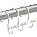 Bathway Shower Curtain Hooks, Shower Curtain Rings Rust Proof, 12PCS Shower Hooks for Shower Curtain, T-Bar Design Convenient Elegant Shower Curtain Hangers for Bathroom Kitchen Wardrobe, Nickel