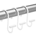 Bathway Shower Curtain Hooks, Shower Curtain Rings Rust Proof, 12PCS Shower Hooks for Shower Curtain, T-Bar Design Convenient Elegant Shower Curtain Hangers for Bathroom Kitchen Wardrobe, White