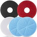 Batiyeer 5 Pack 12" Commercial Microfiber Carpet Bonnet Mopping Buffing Pad Floor Machine Pads Compatible with BGEM9000, ORB550MC Floor Machines, and Orbiter Pads 437053 (Blue,Red,Black,White)