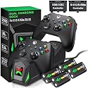 Batteries Charger Sets with Charger Dock Compatible with Xbox Series X|S/Xbox One/Elite, 4 x 5520mWh Controller Battery, High-Capacity Power Kit with Built-in Storage & LED Indicator