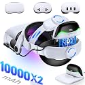 Battery Head Strap for Meta Quest 3/3S/2 with Magnetic, Detachable &amp; Hot-Swappable 10000mAh×2 Batteries and Charging Dock, Extends 6–10H Playtime, Comfortable VR Headset Strap - MQ4004