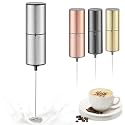 Battery Operated Milk Frother, Handheld Coffee Frother with Stainless Steel Whisk for Latte, Cappuccino, Matcha &amp; Protein Powder, Requires 2 AA Alkaline Batteries (Not Included), Silver