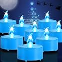 Flameless LED Tea Lights Candles 24 Pack Battery Operated Blue