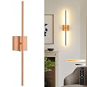 Battery Operated Wall Sconces, 11000mAh Rechargeable Faux Wood Texture Finish Wall Lights with Remote, 350° Rotatable Dimmable Wall Lamp 3 Color Temperatures, for Bedroom, Living Room, Hallway, 1 PCS