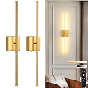 Battery Operated Wall Sconces set of 2, 11000mAh Wireless Rechargeable Gold Wall Lights with Remote Control, 350°Rotate Dimmable Wall Lamp, 3 Color Temperatures, for Bedroom, Living Room, Hallway