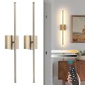 Battery Operated Wall Sconces set of 2, 11000mAh Rechargeable Brushed Bronze Wireless Wall Lights, 350°Rotate Dimmable Wall Lamp with Remote, 3 Color Temperatures, for Bedroom, Living Room, Hallway