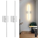 Battery Operated Wall Sconces Set of 2, 11000mAh Wireless Rechargeable White Wall Lights with Remote Control, 350°Rotate Dimmable Wall Lamp, 3 Color Temperatures, for Bedroom, Living Room, Hallway