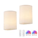 Shenmoyl Battery Operated Wall Sconce Set of 2, Rechargeable 6000mAh Magnetic Bulb, No Drill Stick On Cordless Wall Light, RGB &amp; 3 Color Temperatures Dimmable with Linen Shade for Bedroom Living Room