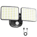 Battery Powered Motion Sensor Outdoor Lights with 2500LM &amp; 4000LM(High Brightness), Wireless Flood Lights 1-3 Months Endurance, USB Charging Security Lights for Garage Yard Patio Garden