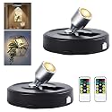 RAHAN Battery Powered Picture Lights, 2Pack LED Spotlight, Uplighting Indoor Puck Lights with Remote, Stick Spotlights for Wall Display Picture Painting Artwork Accent Dartboard