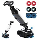 Battery Powered Walk Behind Mini Automatic Floor Scrubber Machine, 17” Cleaning Width, 90 Minute Runtime, 240 RPM, for Small Commercial Spaces, Offices, Retail & More White