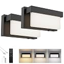 Battery Switched LED Wall Sconce Set of 2, Indoor 8 inch 3.5 Watt 3CCT Black Wall Sconce Light with On/Off Switch, Frosted Arcylic Shade Sconces for Bedroom Living Room Bathroom Hallway