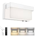 Battery Wall Sconce Chrome Wall Light with On/Off Switch 8 inch LED Wall Lamp Acrylic Lampshade 3CCT Sconce Wall Lighting